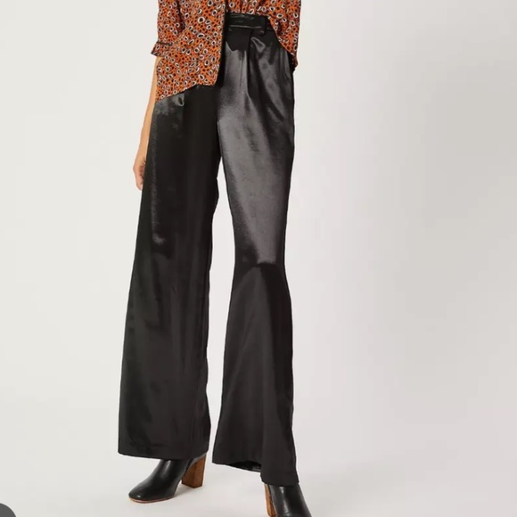 Anthropologie Current Air Black Satin Pants - Picture 1 of 2